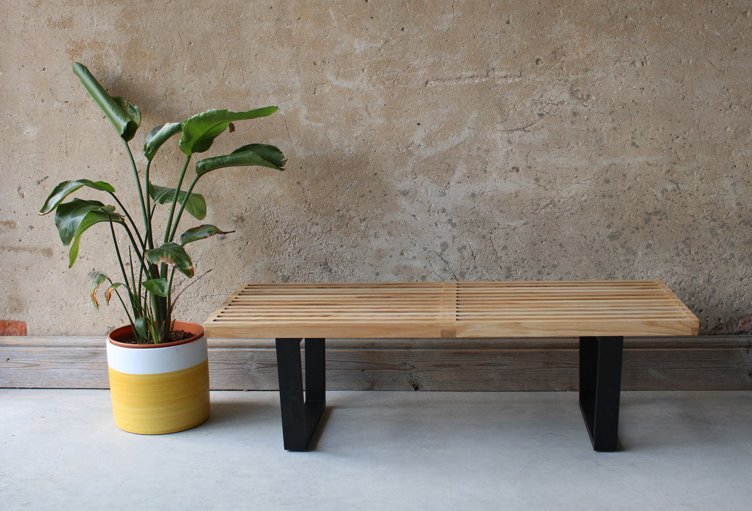 Ash wood coffee table slated wooden hallway bench