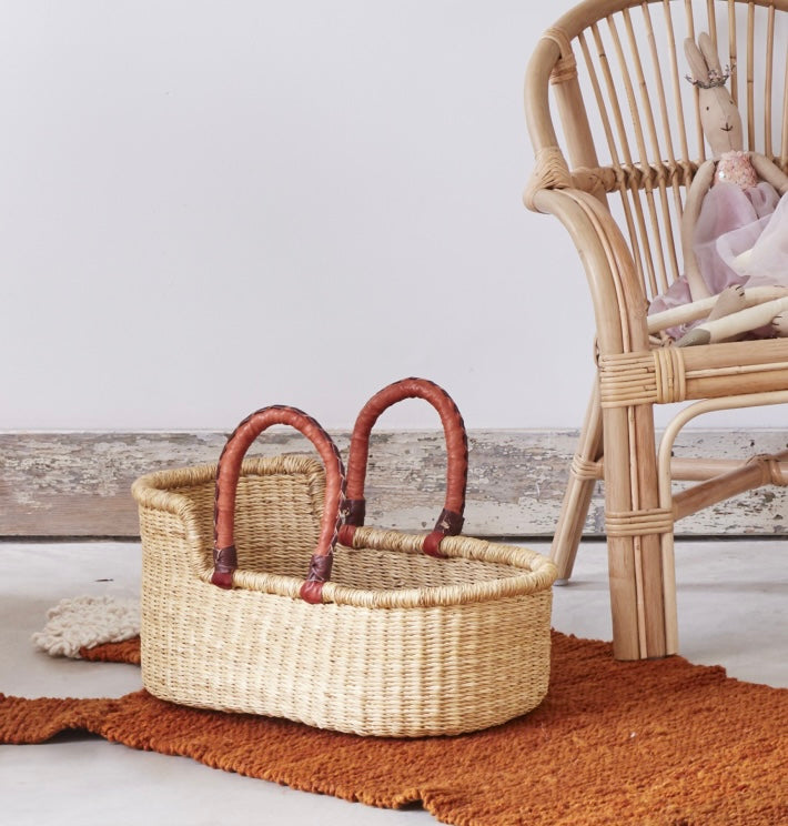 Mini me Esi woven dolls moses basket dolls bed by the little rattan company