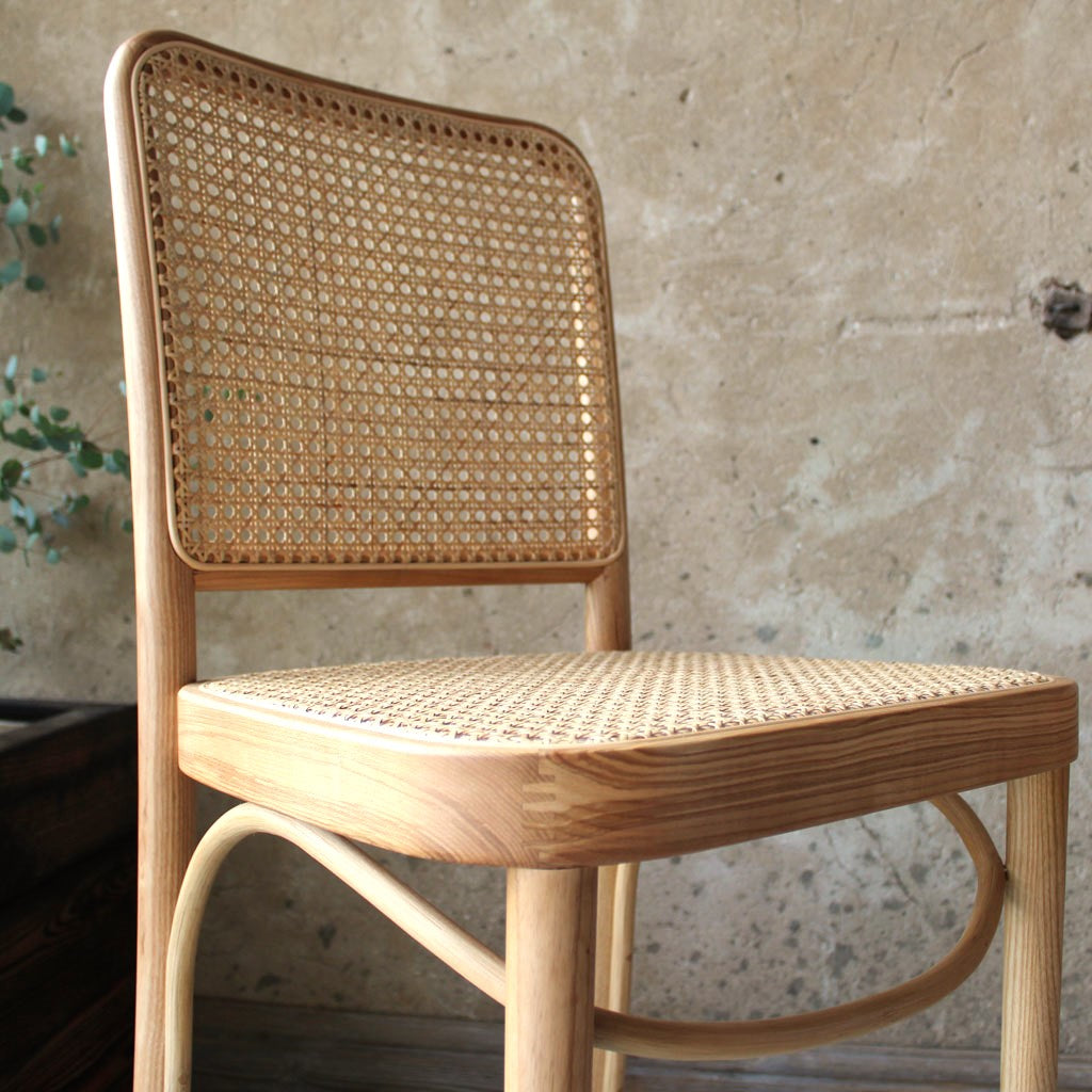 Hoffman Ton Style Ash Wood Bar Stool for Kitchen Islands with Rattan Webbing Seat - The Rattan Company