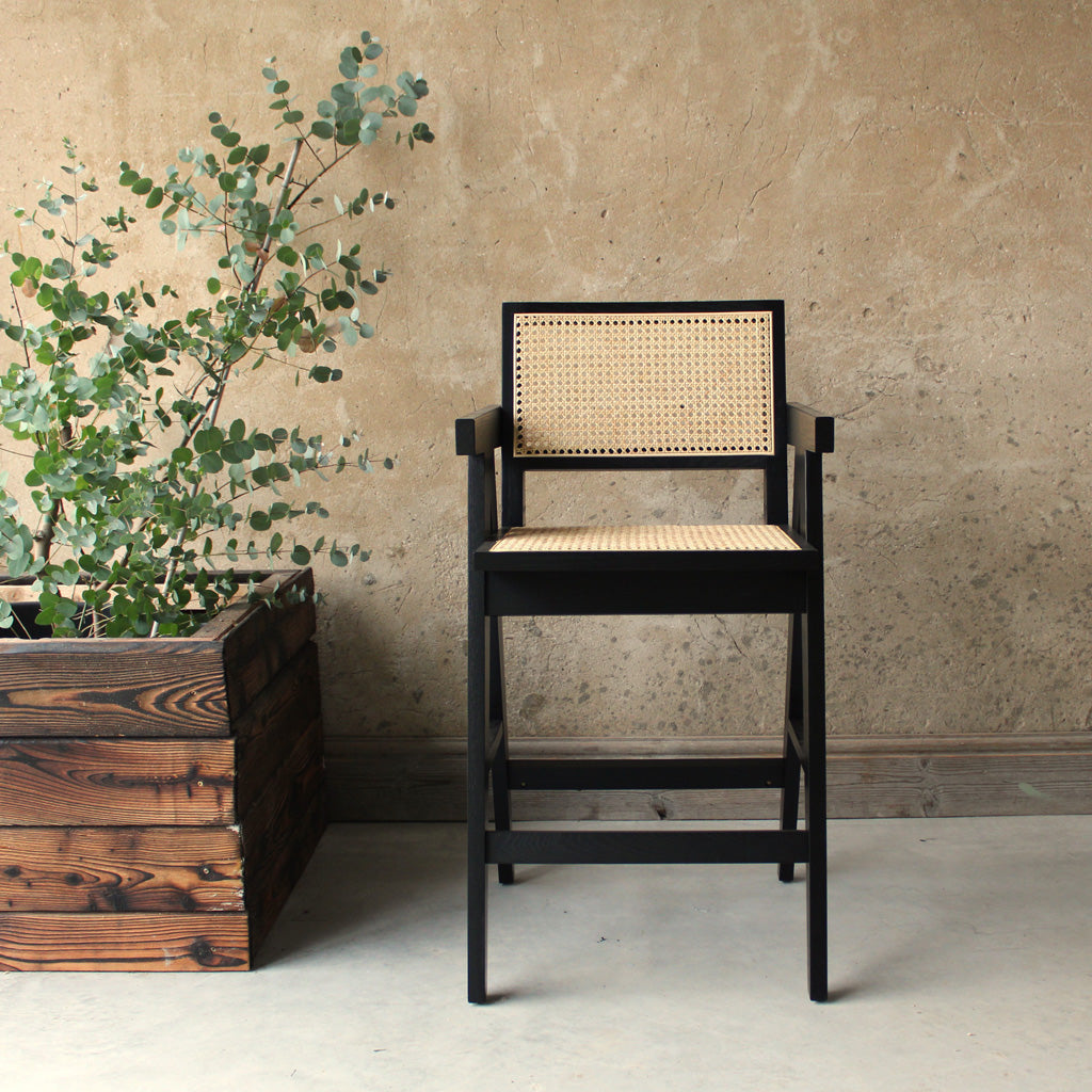 Lali Pierre Jeanneret Style High Kitchen Counter Stool by The Rattan Company
