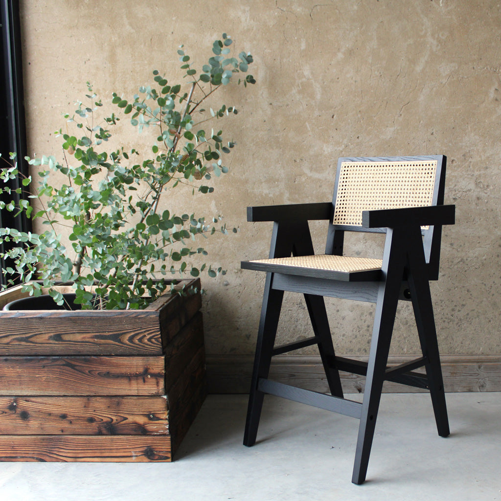 Lali Pierre Jeanneret Style High Kitchen Counter Stool by The Rattan Company