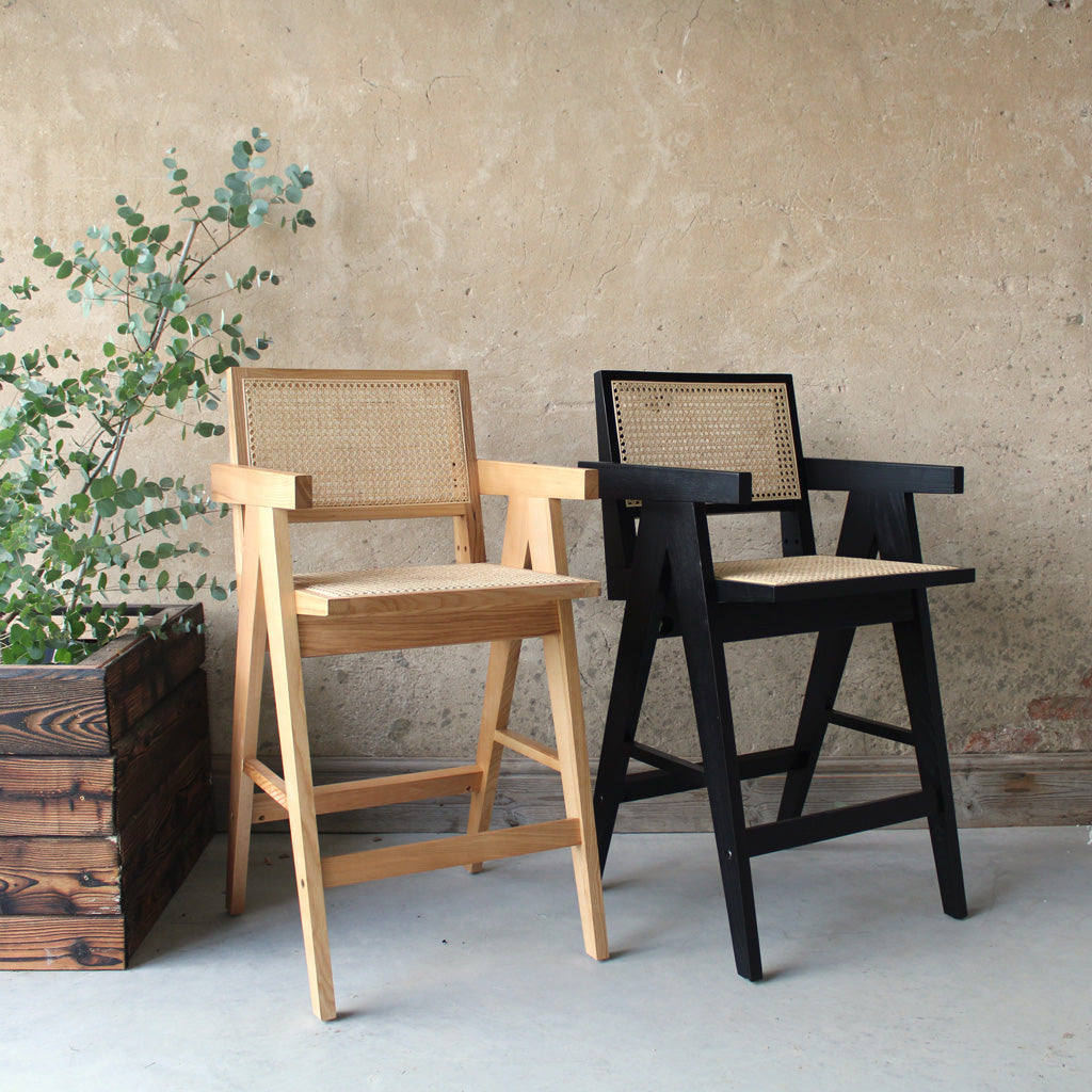 Lali Pierre Jeanneret Style High Kitchen Counter Stool by The Rattan Company