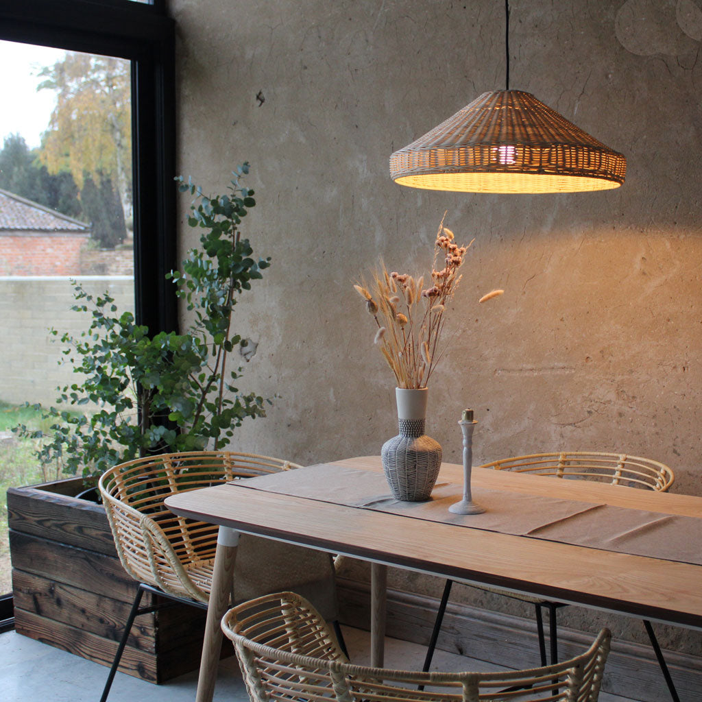 Lara woven rattan natural lamshade, lighting by The Rattan Company