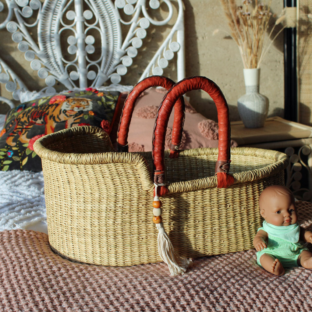 Mini me Esi woven dolls moses basket dolls bed by the little rattan company