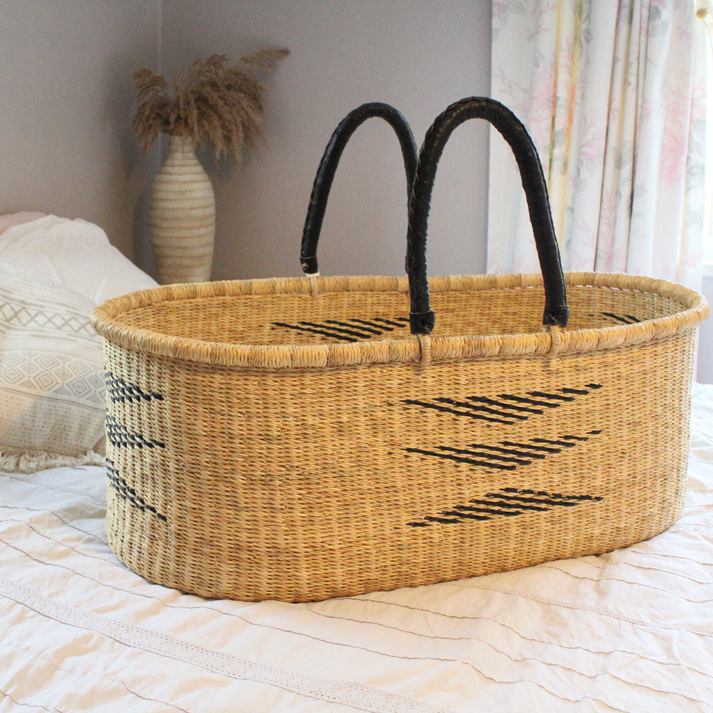 Asher Hand woven African Moses basket baby bassinet  moses basket