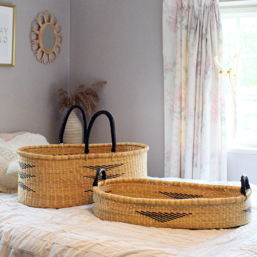Asher Hand woven African Moses basket baby bassinet changing basket