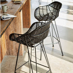 Black Rattan Java Bar Stools The Rattan Company