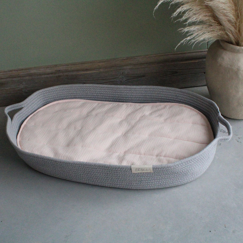 Grey Soft Cotton Rope Baby Changing Basket nappy changing basket