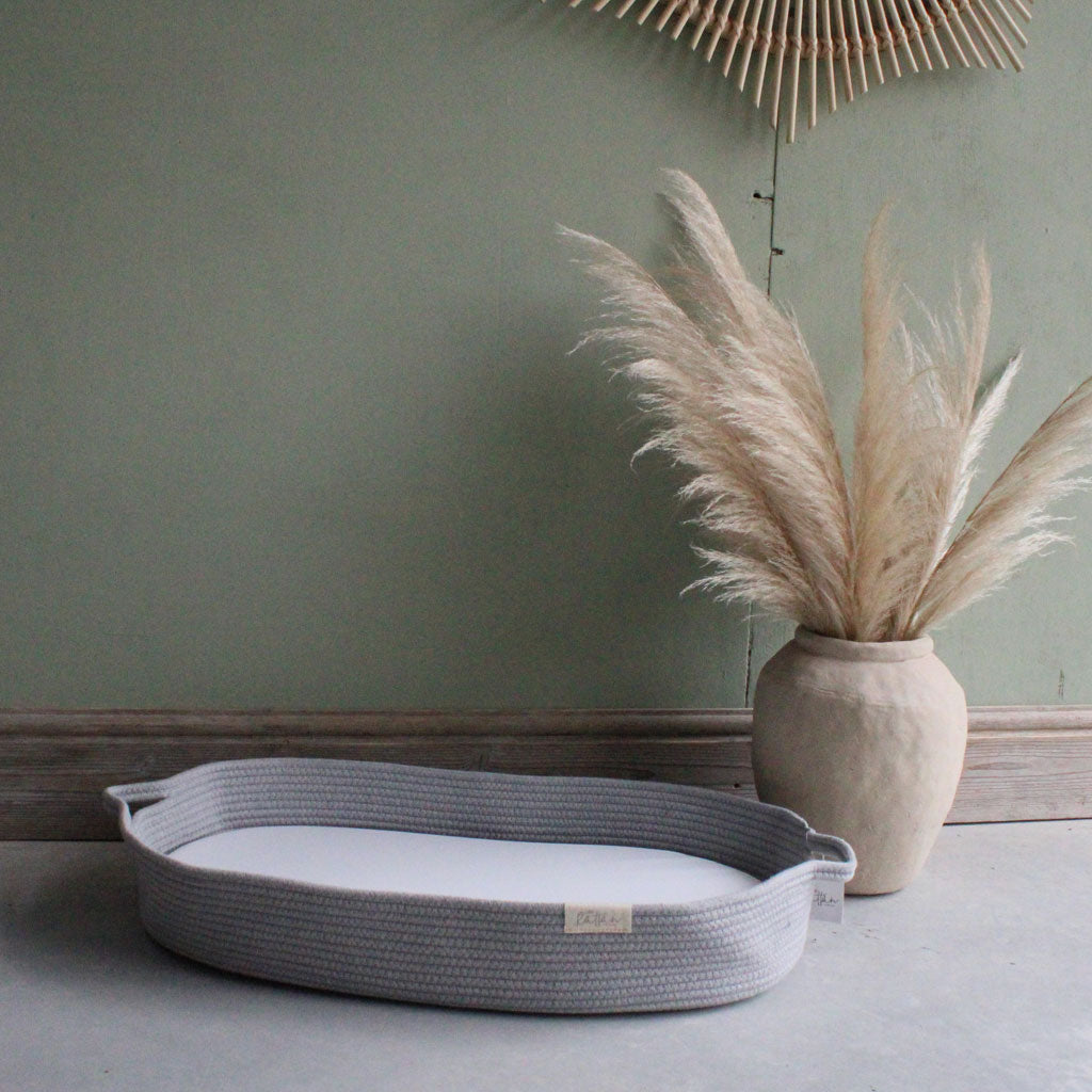 Grey Soft Cotton Rope Baby Changing Basket nappy changing basket