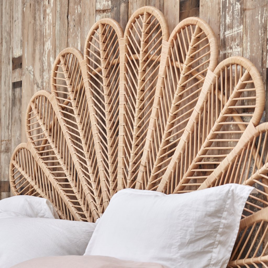 Double Daisy Rattan Headboard - The Rattan Company