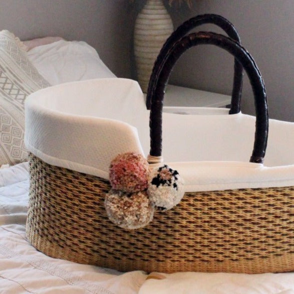 soft cotton moses basket liner, liner for handwoven moses basket