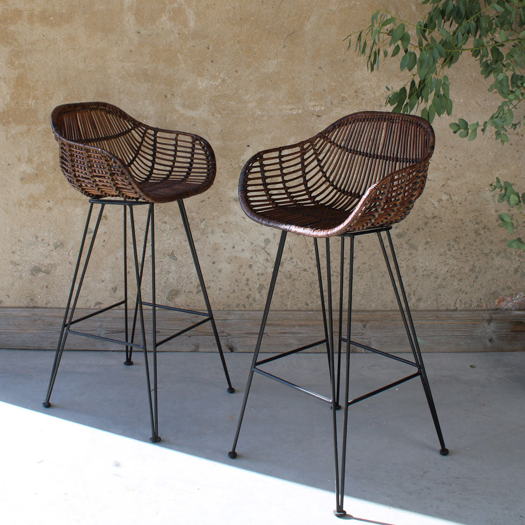 Java rattan kitchen counter stool antique brown byt the rattan company