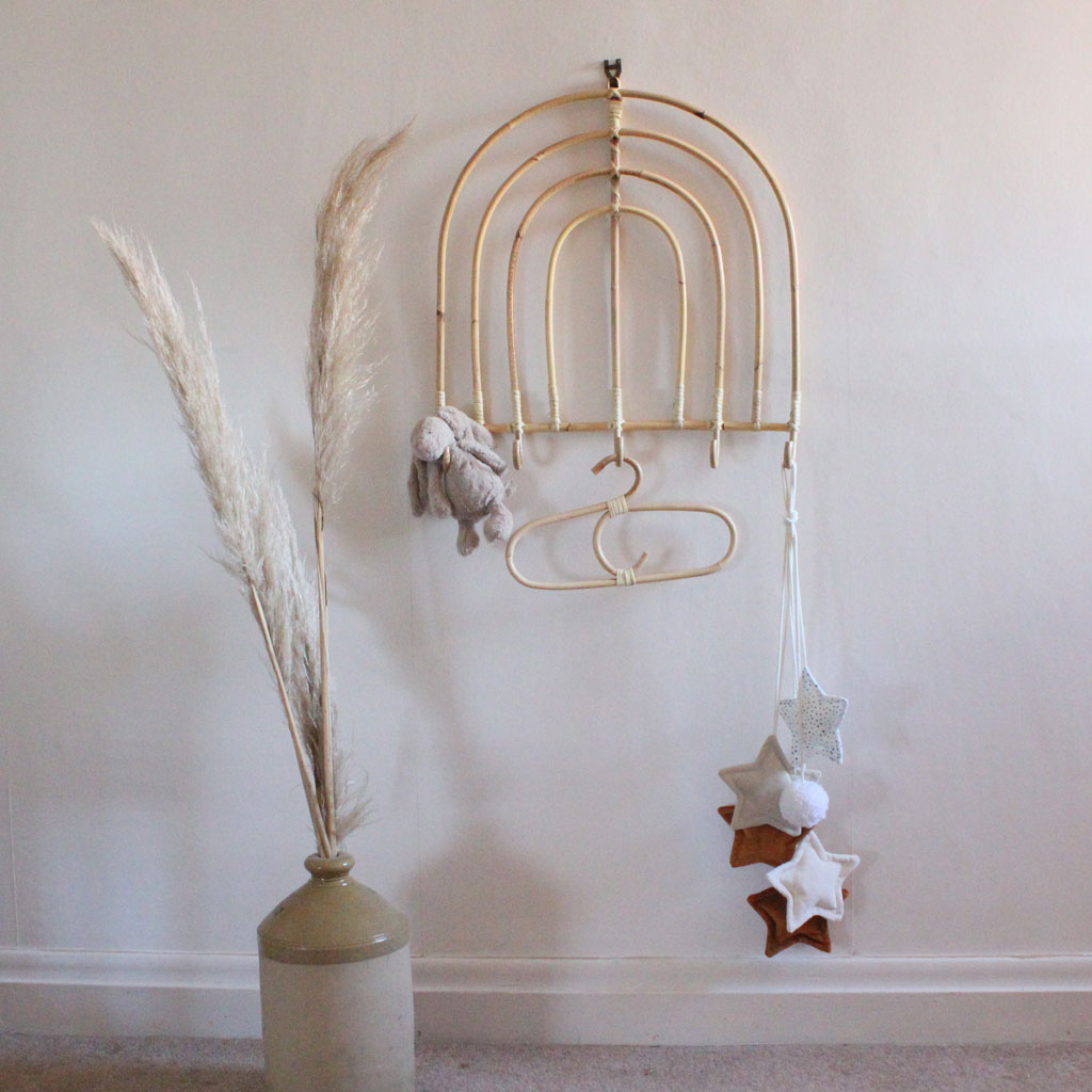 Rattan rainbow wall hook, kids rattan wall hook by the rattan company