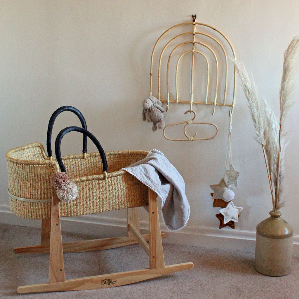 Kids rattan coat hangers, natural rattan childrens clothes hanger by the rattan comapany