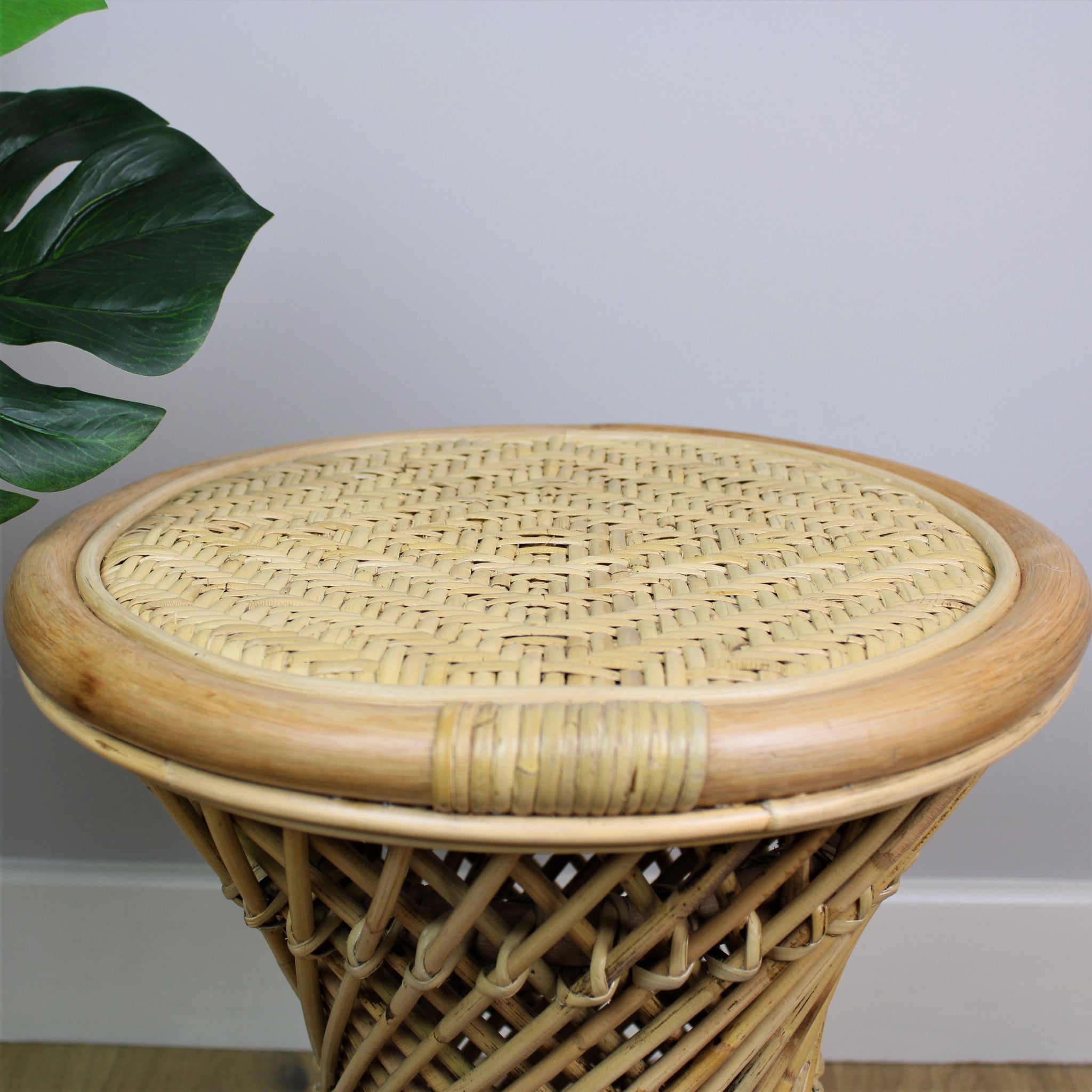 Natural Rattan Cane Koko Stool with Wicker Seat Detail - The Rattan Company
