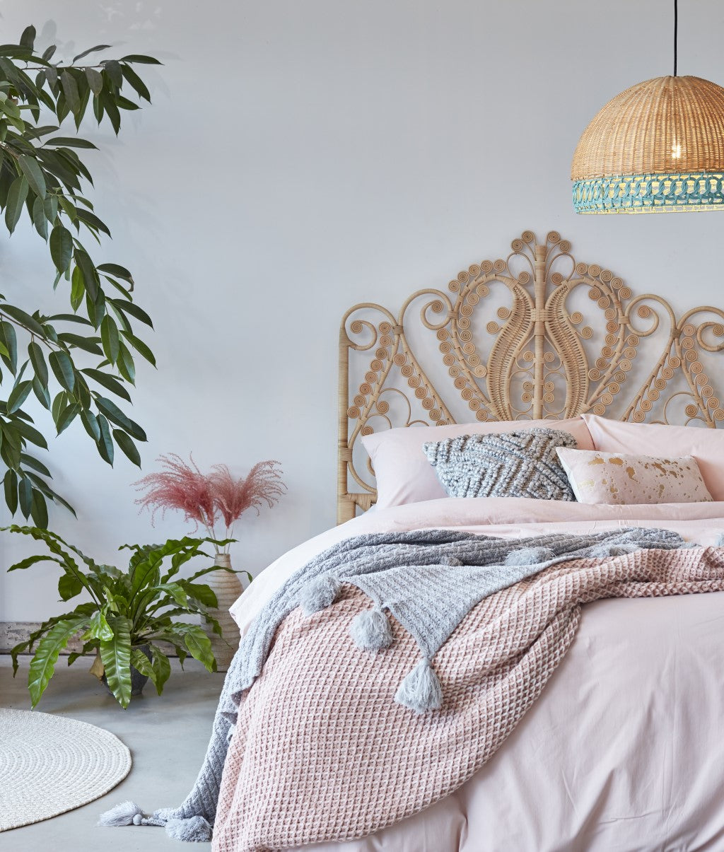 Natural Rattan Peacock Double Headboard - The Rattan Company