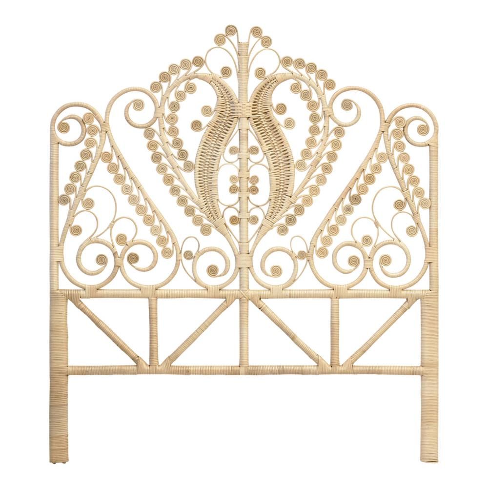 Rattan Peacock Double Headboard Natural - The Rattan Company