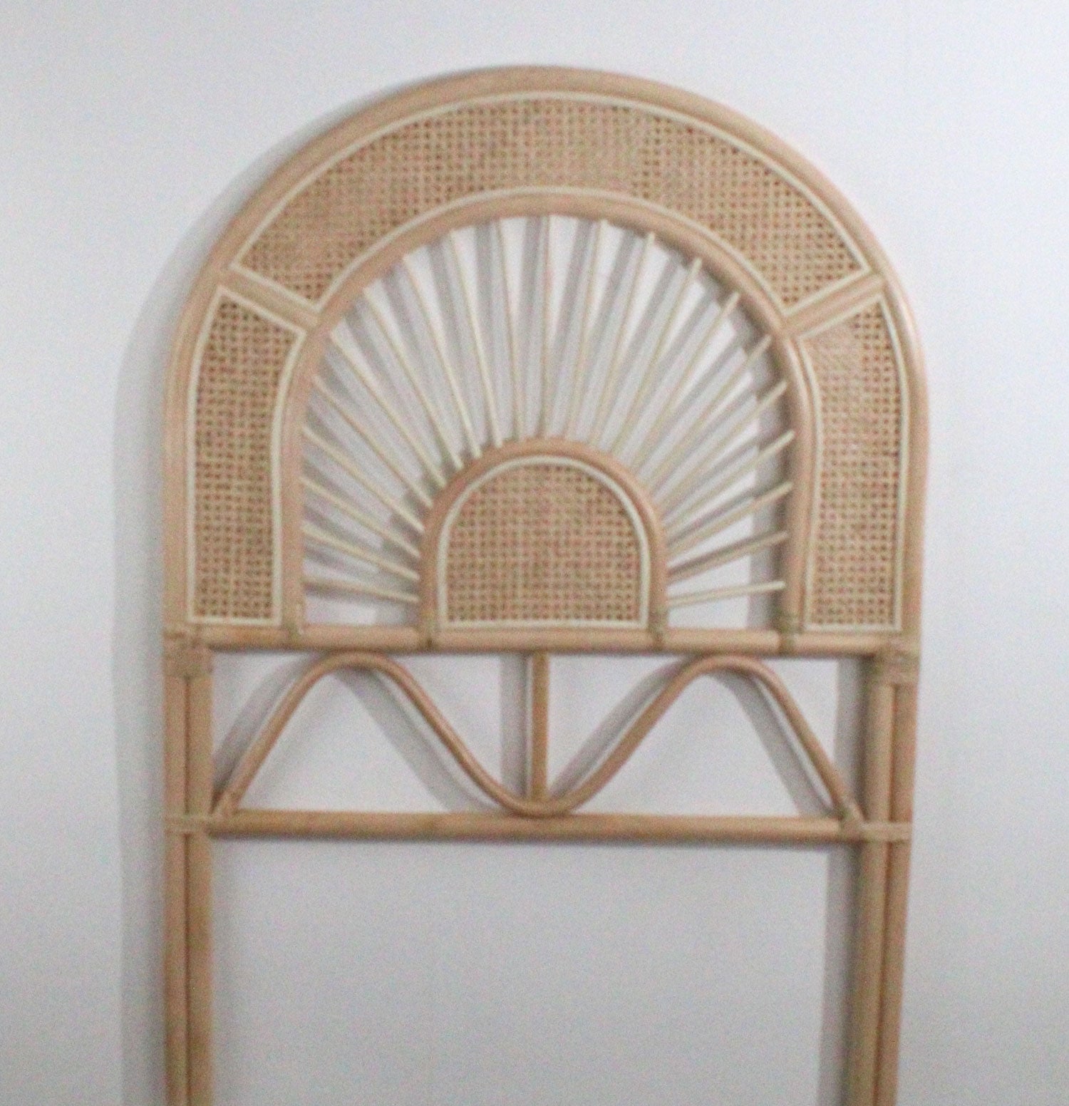 Solar eclipse natural rattan headboard modern kids rattan bedhead
