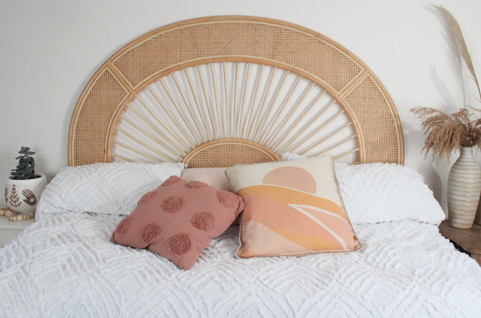 Solar Eclipse natural rattan superking sized headboard, bedheads by the rattan company