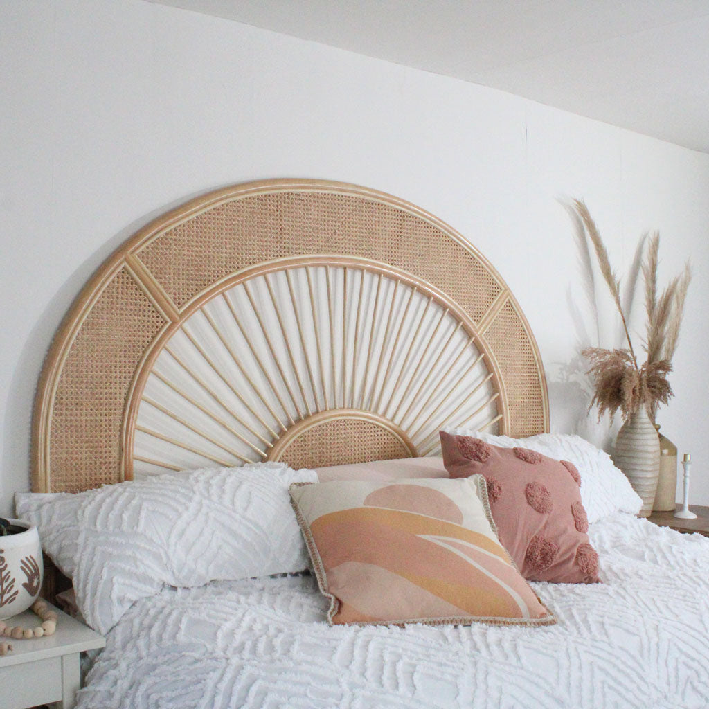 Solar Eclipse natural rattan superking sized headboard, bedheads by the rattan company