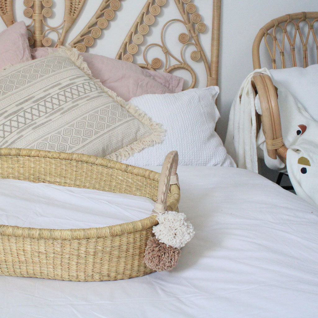 Ajani cream handwoven african baby changing basket