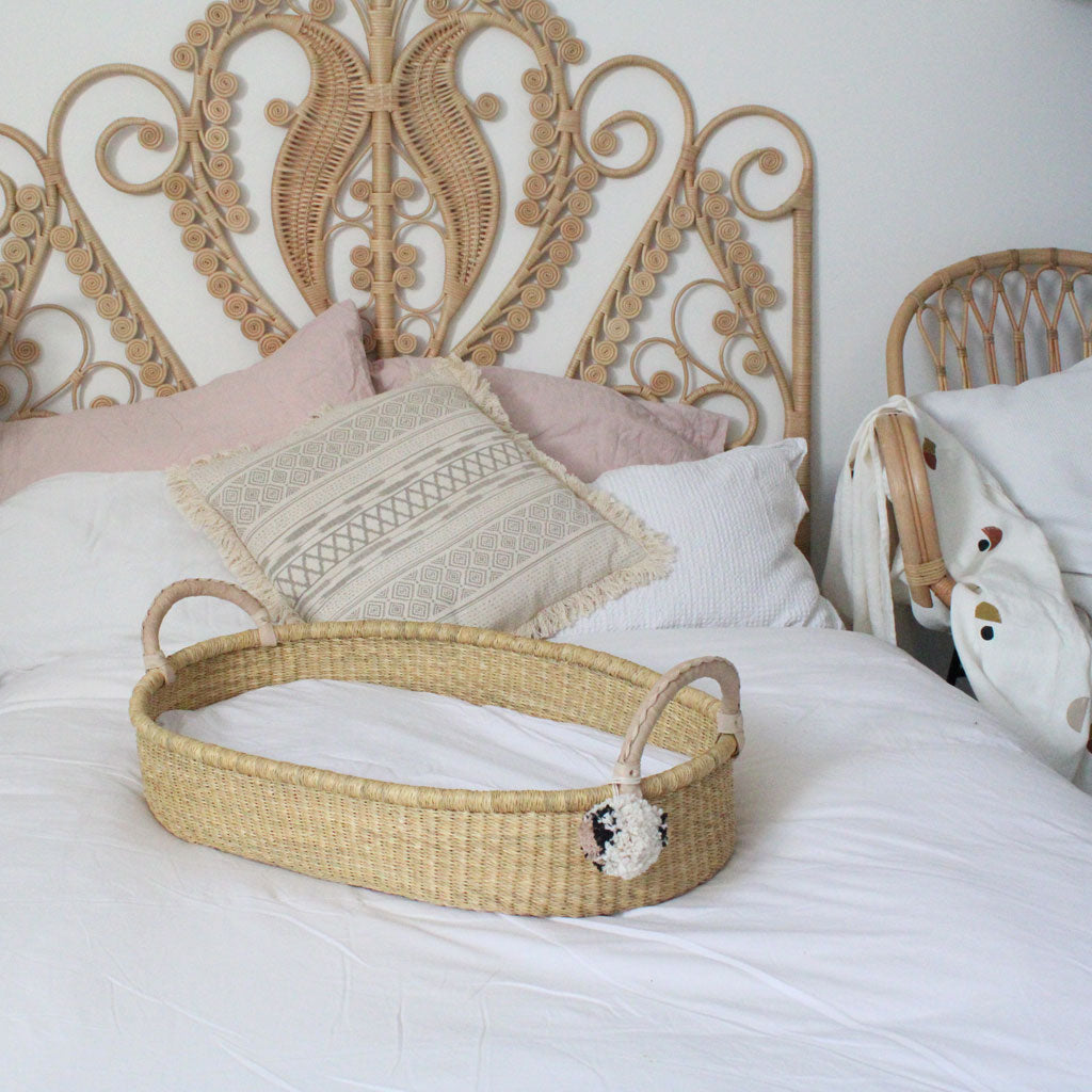 Ajani cream handwoven african baby changing basket