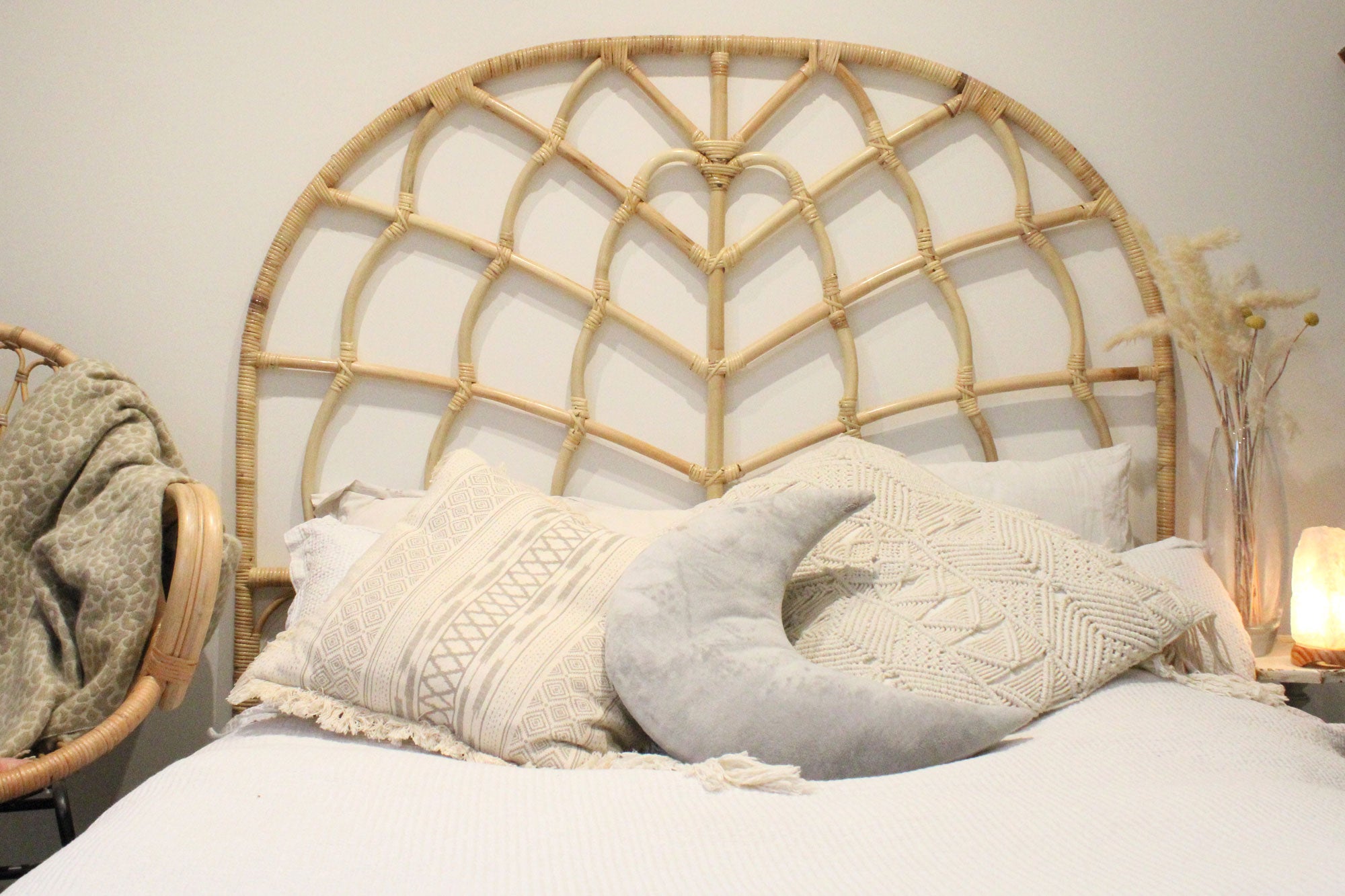 Cumulus natural rattan super king sized bed headboard the rattan company