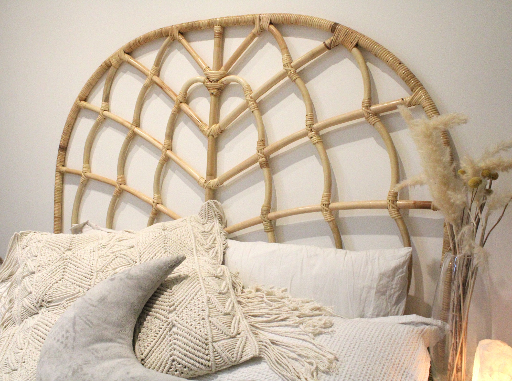 Cumulus natural rattan super king sized bed headboard the rattan company