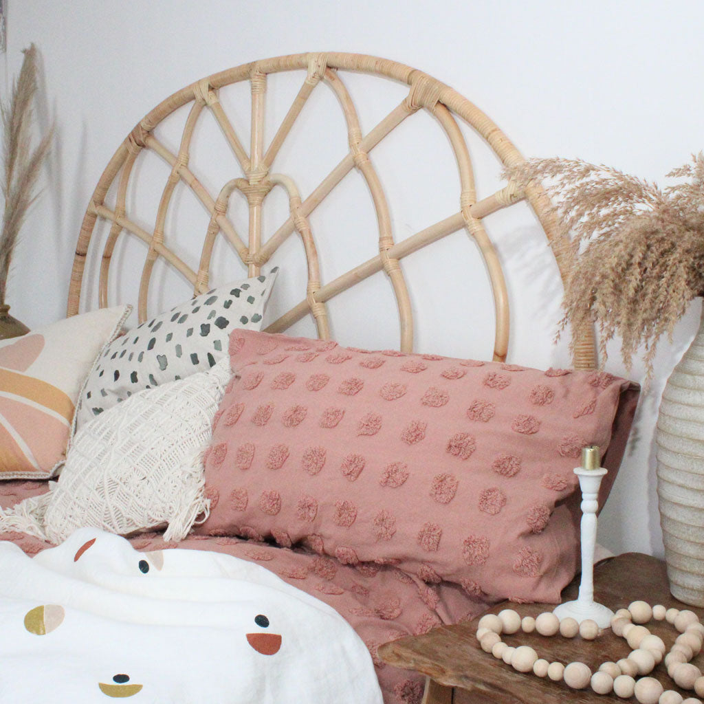 Cumulus natural rattan super king sized bed headboard the rattan company