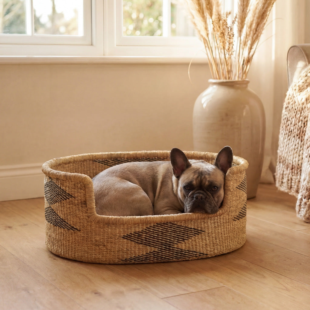 African handwoven elephant grass dogs bed