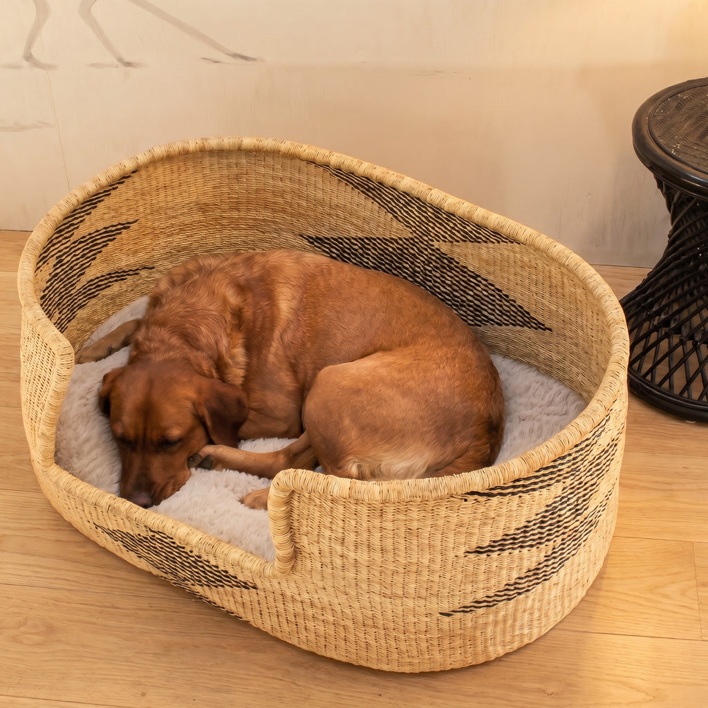 African handwoven elephant grass dogs bed