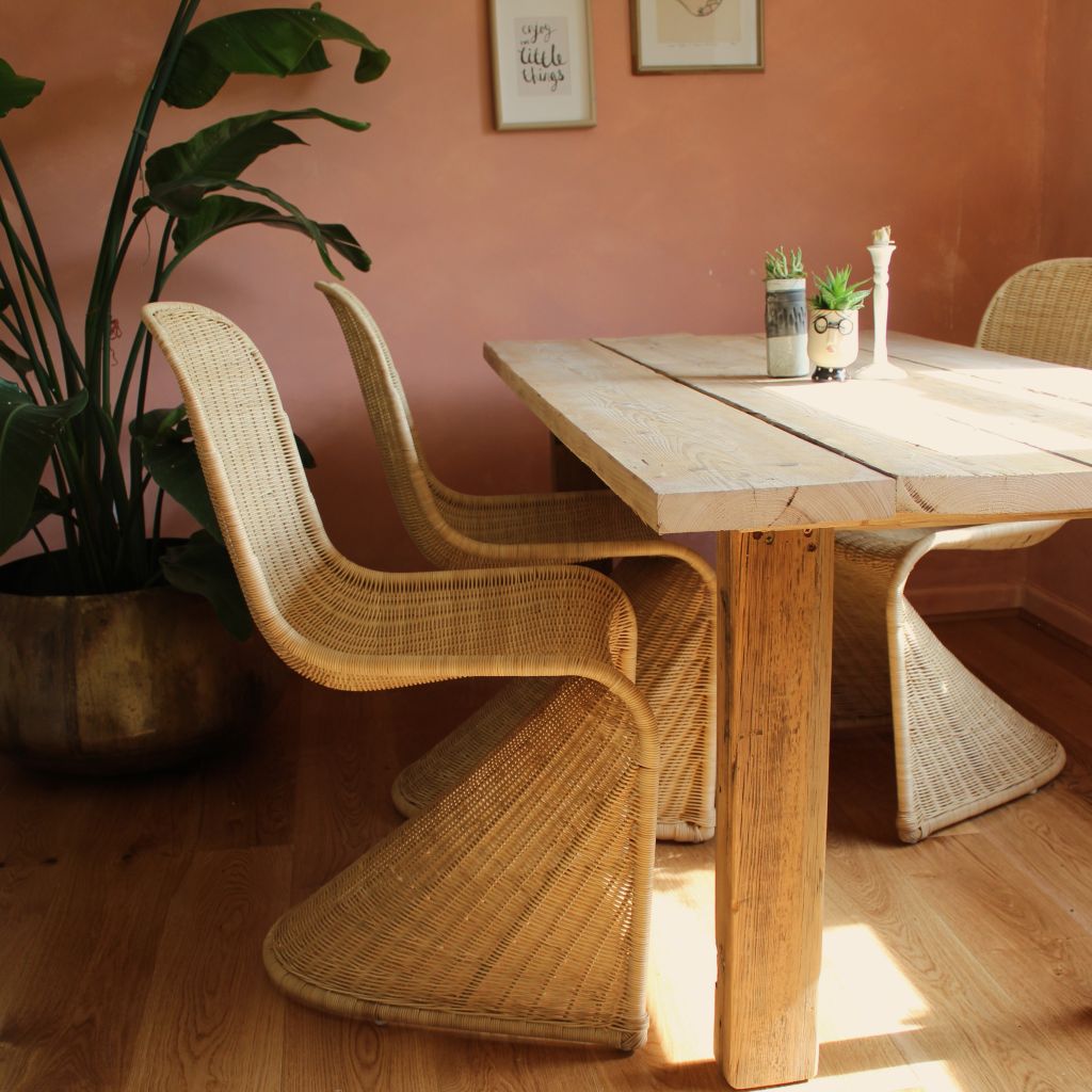 Rattan Paton Style Cantilevered Dining Chairs Lifestyle