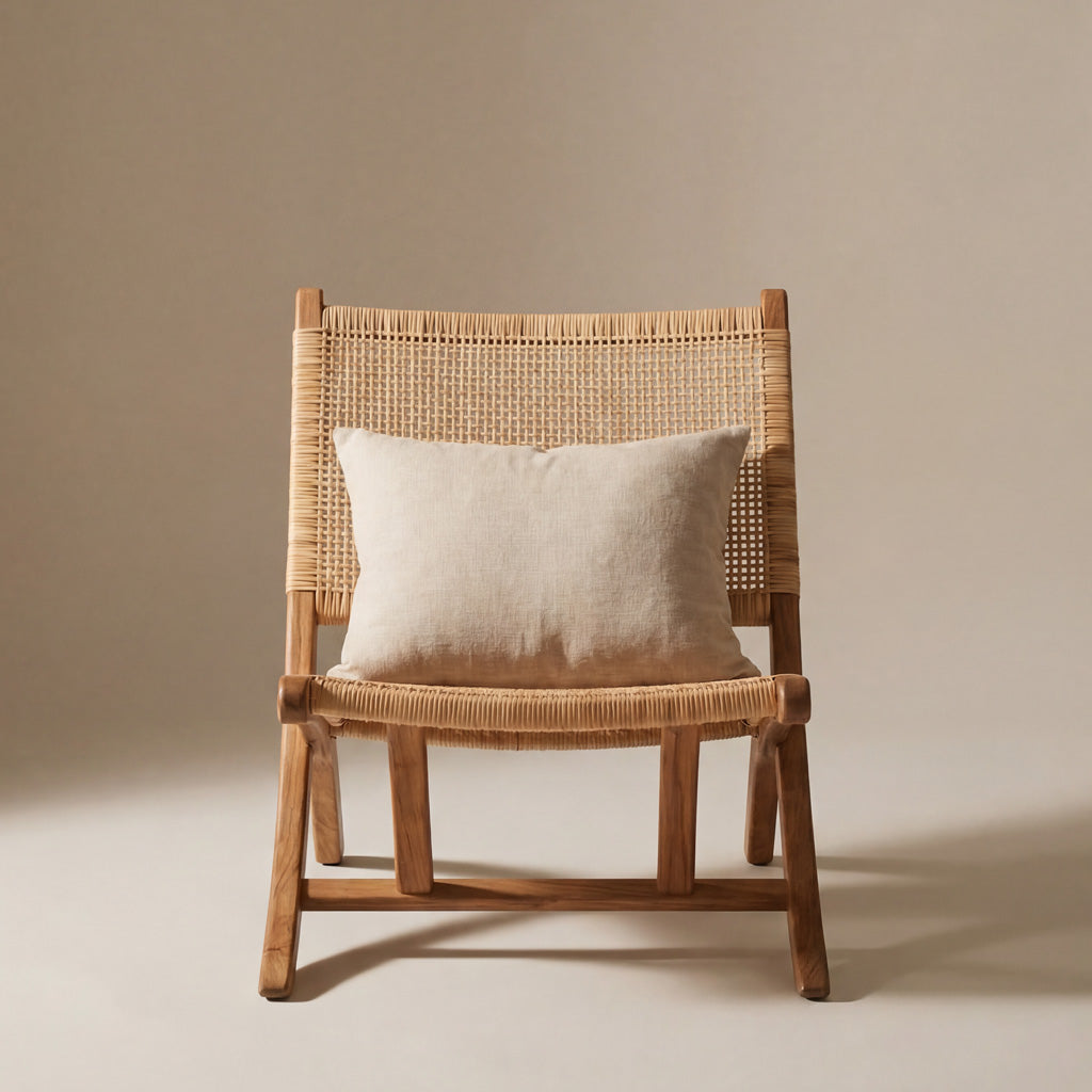 Bradley rattan and wood folding lounge chair, comfortable lounge chair by the rattan company