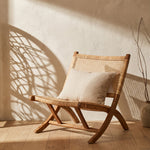 Bradley rattan and wood folding lounge chair, comfortable lounge chair by the rattan company