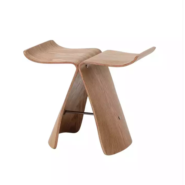 Sori Yanagi Inspired bent plywood butterfly stool with Monkey and Plant