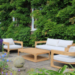 Curved Grade A Teak Outdoor Sofa Set with Cream Cushions - The Rattan Company