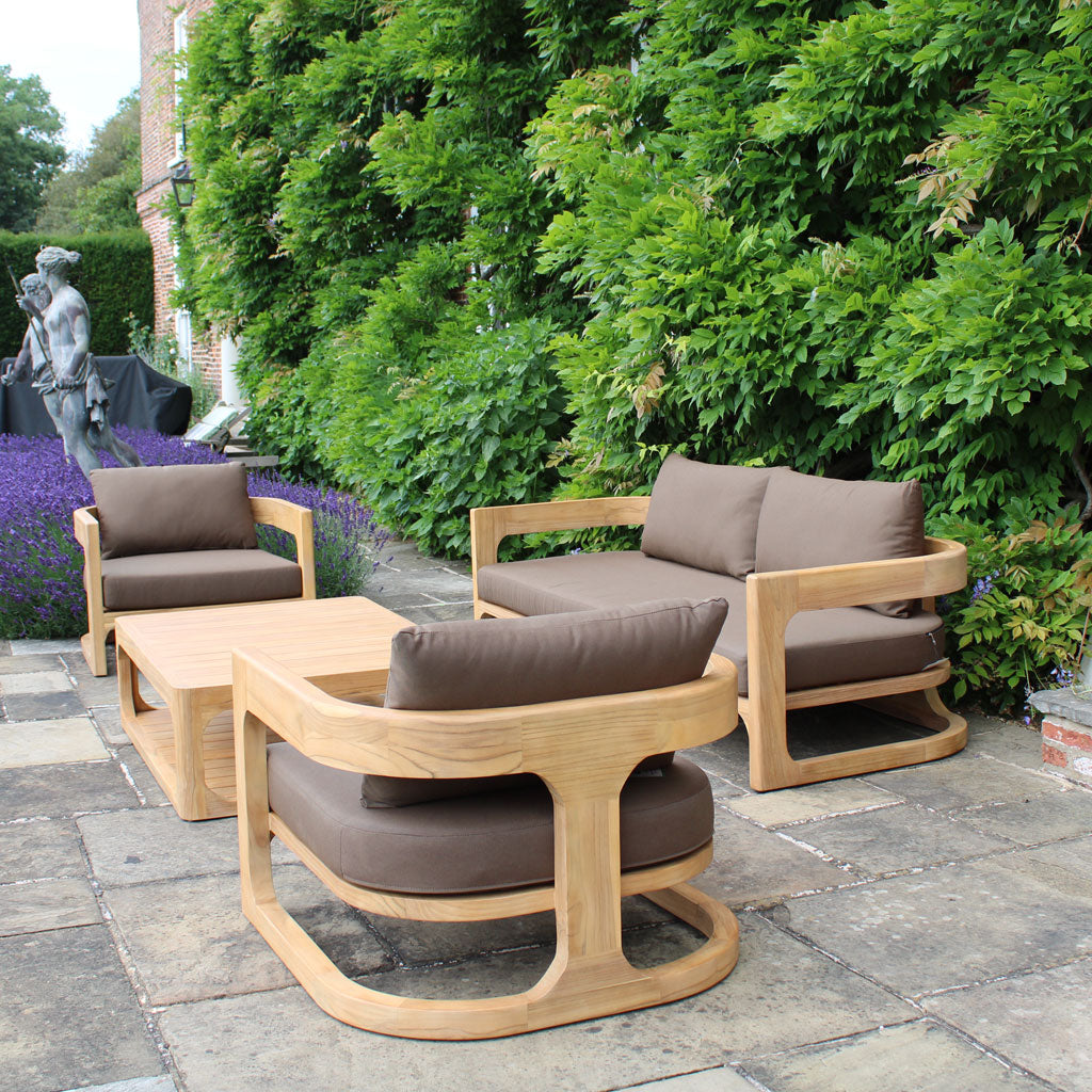 Teak Outdoor 5 Seater Patio Sofa Set with Coffee Table