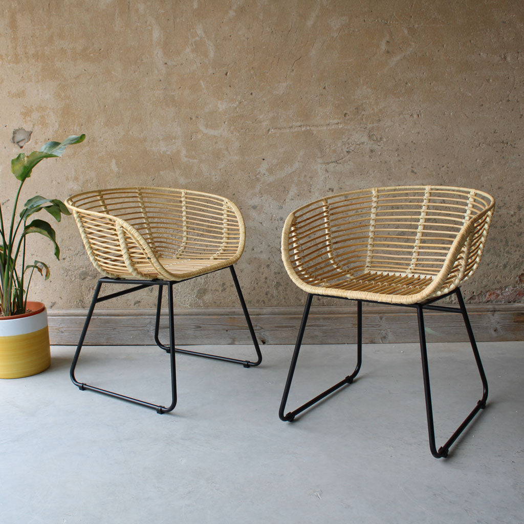 Emil Natural Rattan and Iron Dining Chair