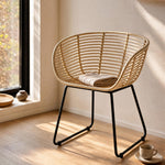 Emil Natural Rattan and Iron Dining Chair
