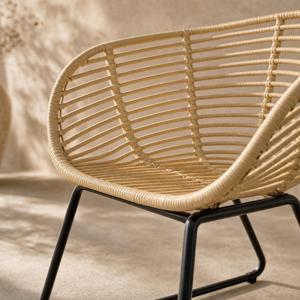 Emil Natural Rattan and Iron Dining Chair