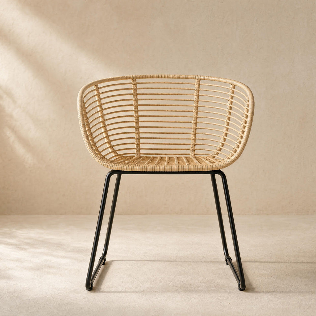 Emil Natural Rattan and Iron Dining Chair