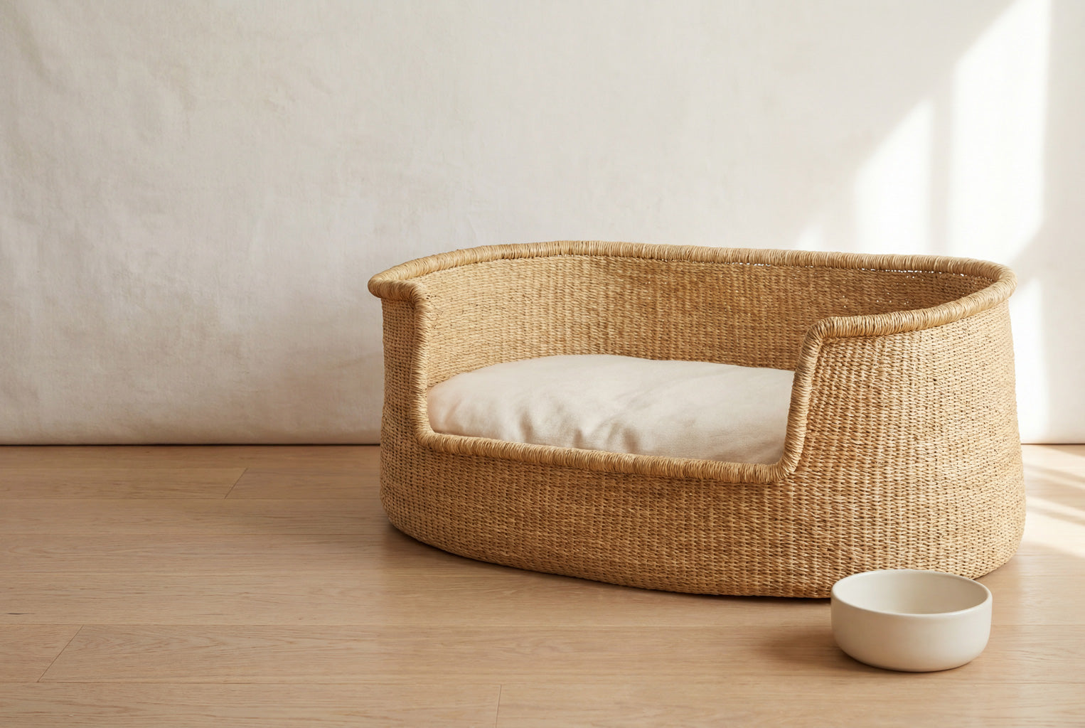 African handwoven elephant grass dogs bed