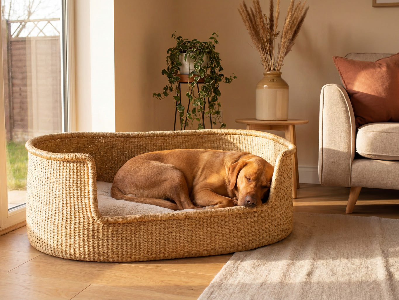 African handwoven elephant grass dogs bed