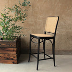 Hoffton Ash Wood and Rattan Webbing Bar Stool Black - Classic Hoffman Ton Style
