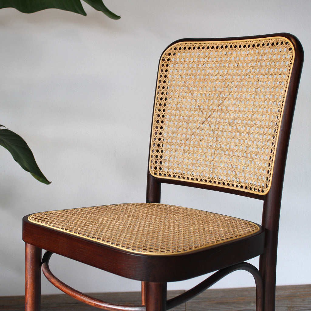 Hoffton Kitchen Island Bar Stool in Dark Walnut with Natural Rattan Webbing