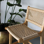 Inca Natural Ash Wood and Paper Cord Kitchen Island Bar Stool with Paper Cord Seat