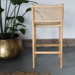 Inca Natural Ash Wood and Paper Cord Kitchen Island Bar Stool Rear