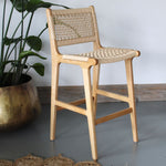 Inca Natural Ash Wood and Paper Cord Kitchen Island Bar Stool Side