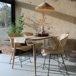 Komodo Natural Rattan Cane Dining Chairs and Lara Rattan Lampshade - The Rattan Company