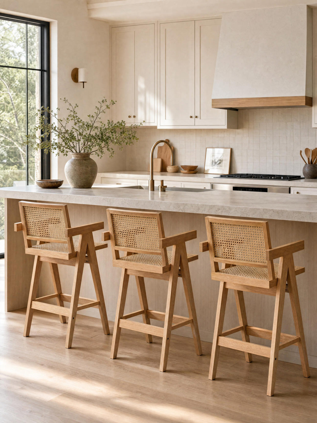 Lali Pierre Jeanneret Style High Kitchen Counter Stool by The Rattan Company